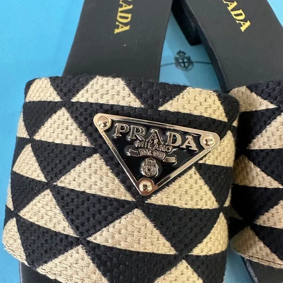 Prada Black and Gold Women's Slide Sandals - Picture 6 of 6